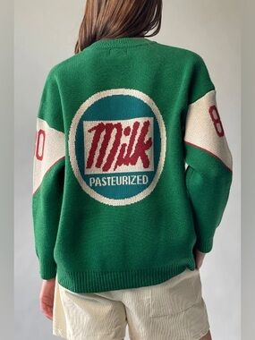 Dessin Milk Print Knit Cardigan S/M